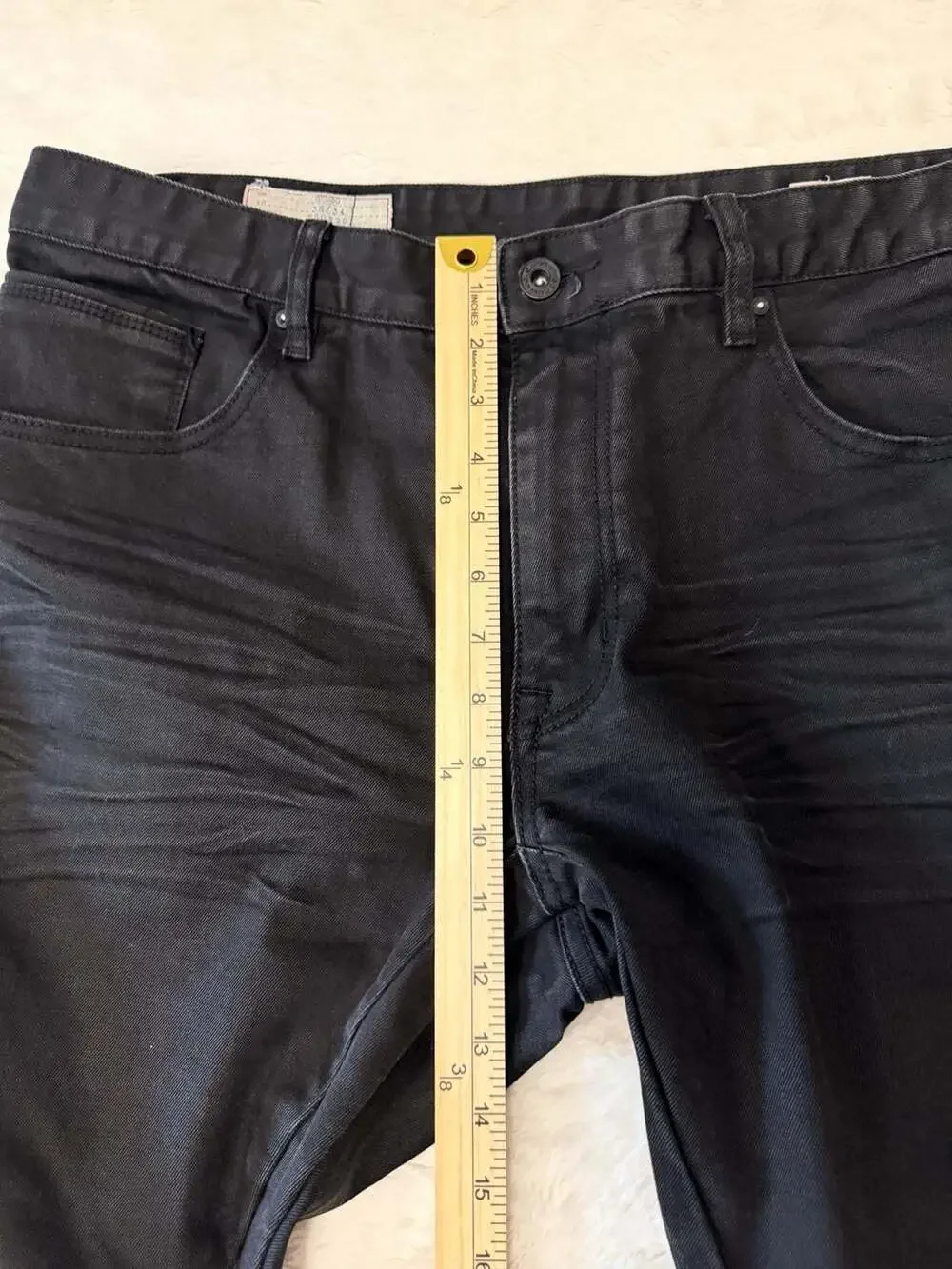 Smoke Rise Black Moto Biker Distressed Jeans 38x34